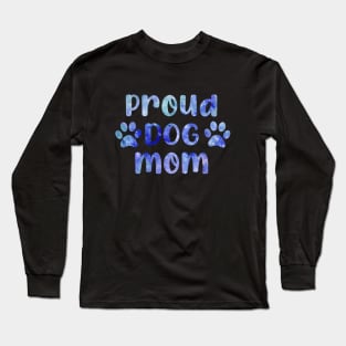 proud dog mom watercolor blue Long Sleeve T-Shirt